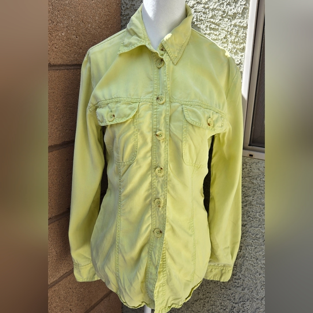 Sinequanone French Lyocell Lime Green Button Down Shirt